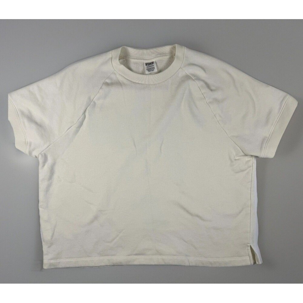 PINK Victoria's Secret Shirt Womens XL White Fleece Short Sleeve Sweatshirt